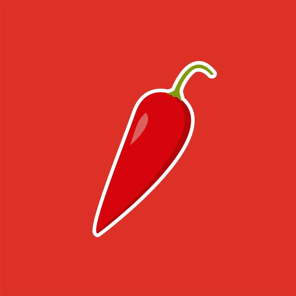 Ilustración de vector de diseño plano de Chile. pimiento rojo picante