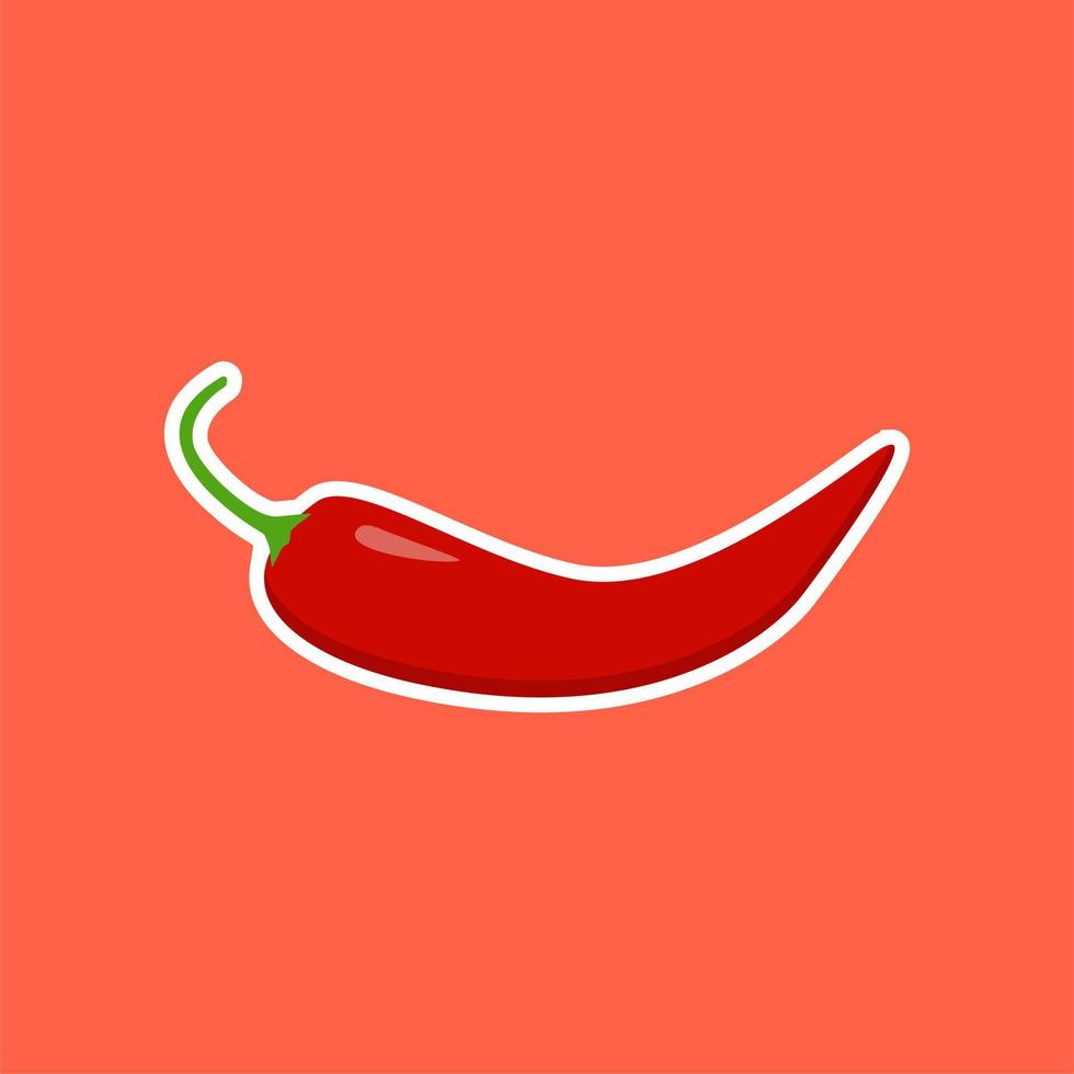 chili flat design vector illustration. Hot red pepper