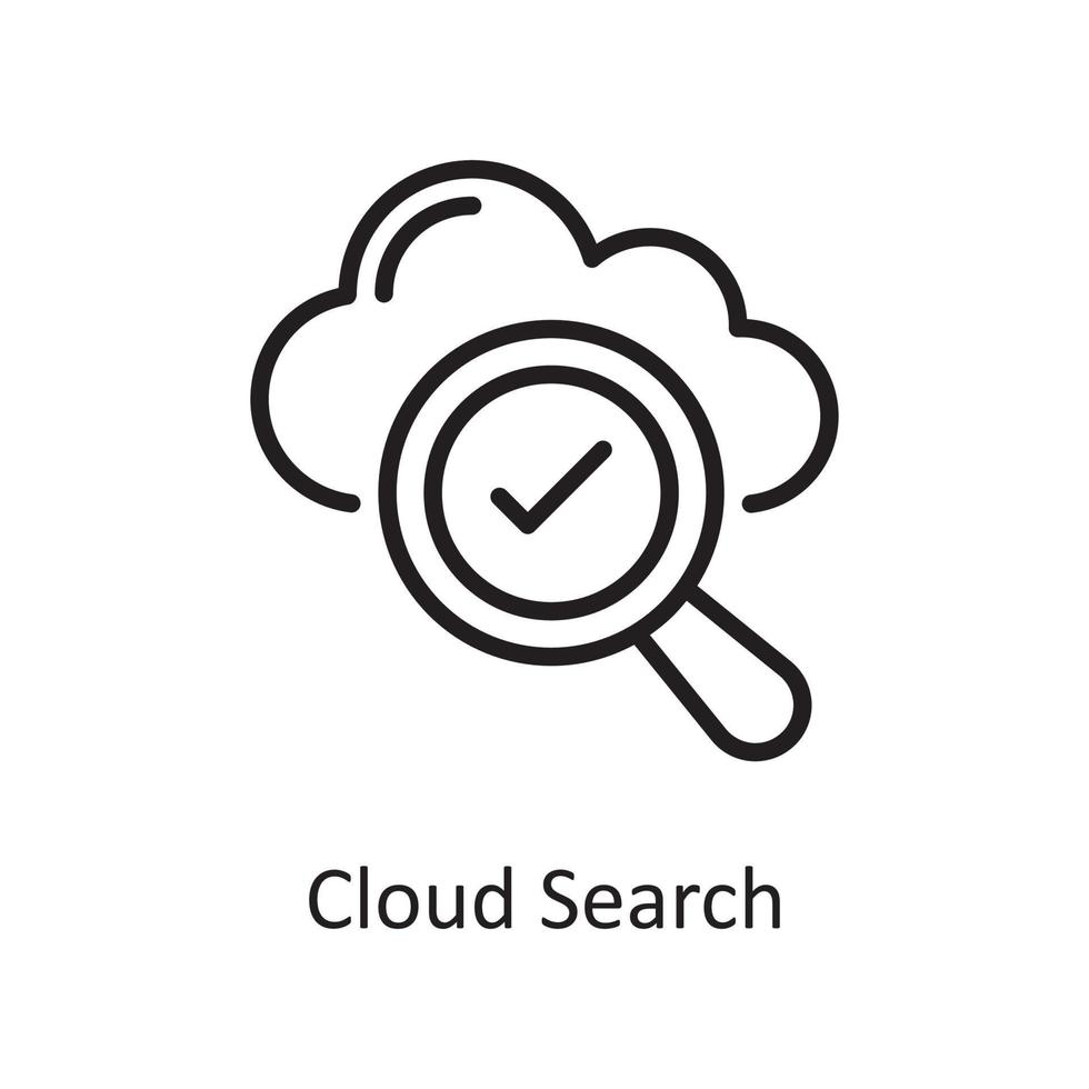 Cloud Search outline icon Design illustration. Web Hosting And cloud Services Symbol on White backgroung EPS 10 File vector