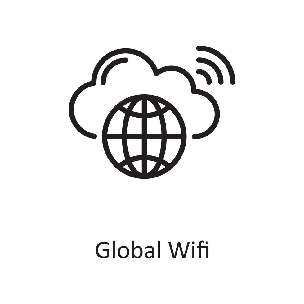 Global Wifi outline icon Design illustration. Web Hosting And cloud Services Symbol on White backgroung EPS 10 File vector