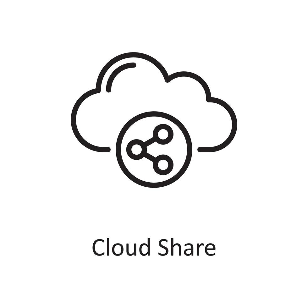 Cloud Share outline icon Design illustration. Web Hosting And cloud Services Symbol on White backgroung EPS 10 File vector