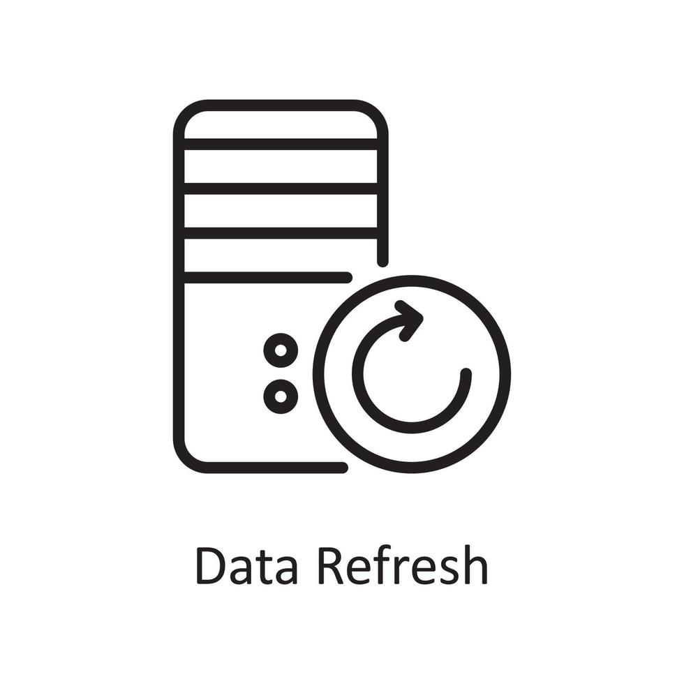 ilustración de diseño de icono de esquema de actualización de datos. símbolo de alojamiento web y servicios en la nube en el archivo eps 10 de fondo blanco vector