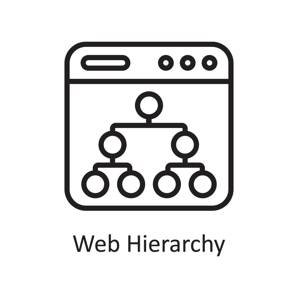 ilustración de diseño de icono de esquema de jerarquía web. símbolo de alojamiento web y servicios en la nube en el archivo eps 10 de fondo blanco vector