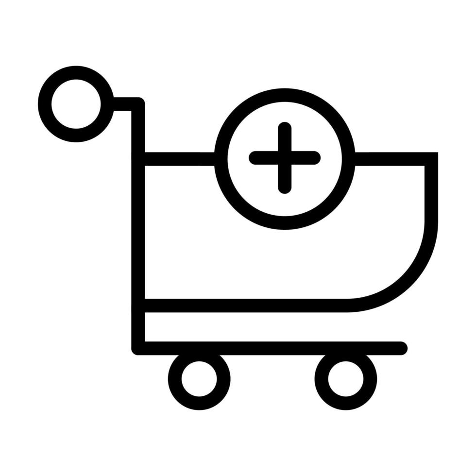 añadir a la línea de iconos del carrito aislada en fondo blanco. icono negro plano y delgado en el estilo de contorno moderno. símbolo lineal y trazo editable. ilustración de vector de trazo simple y perfecto de píxeles