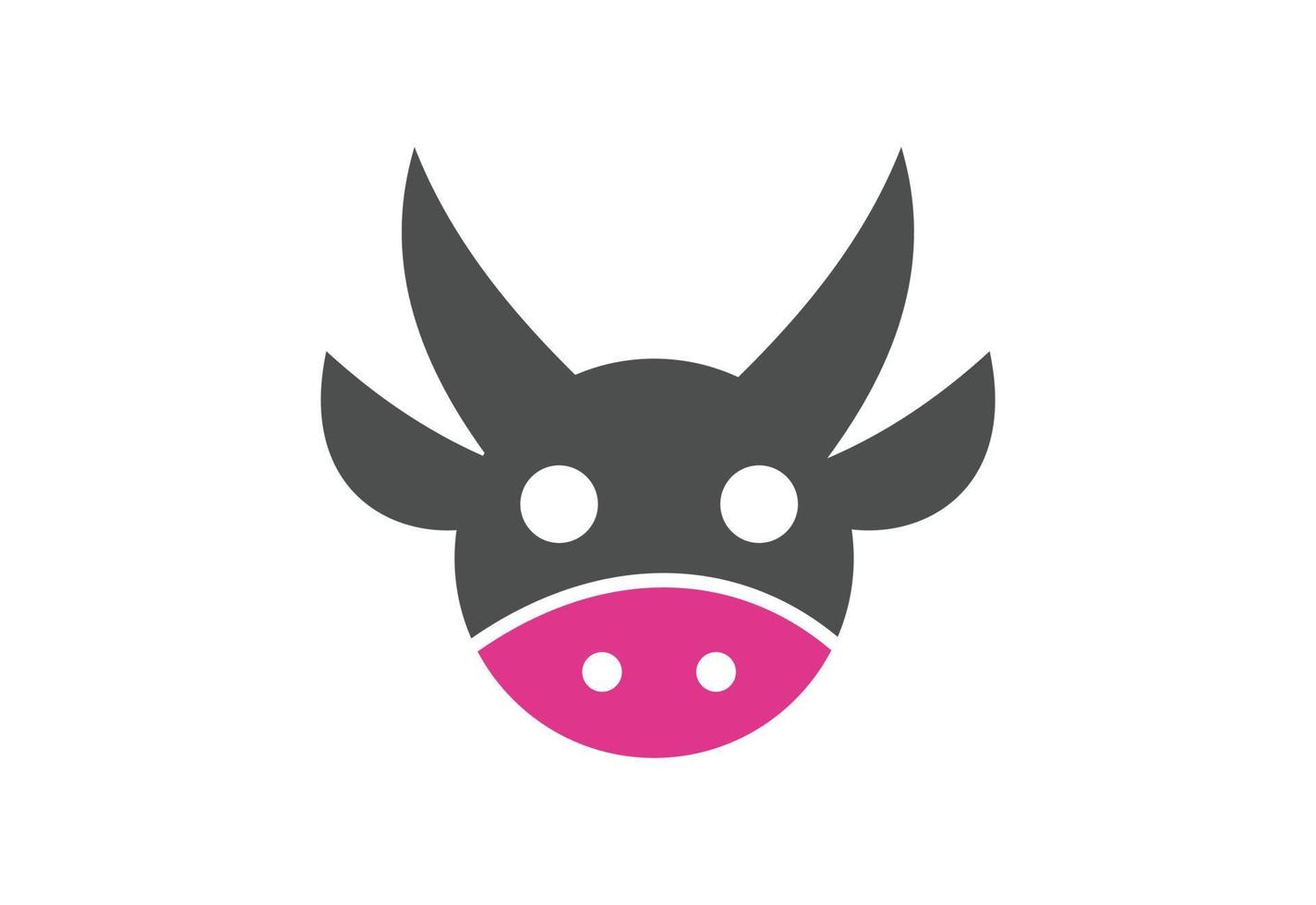 Creative Cow head logo design, Vector design template