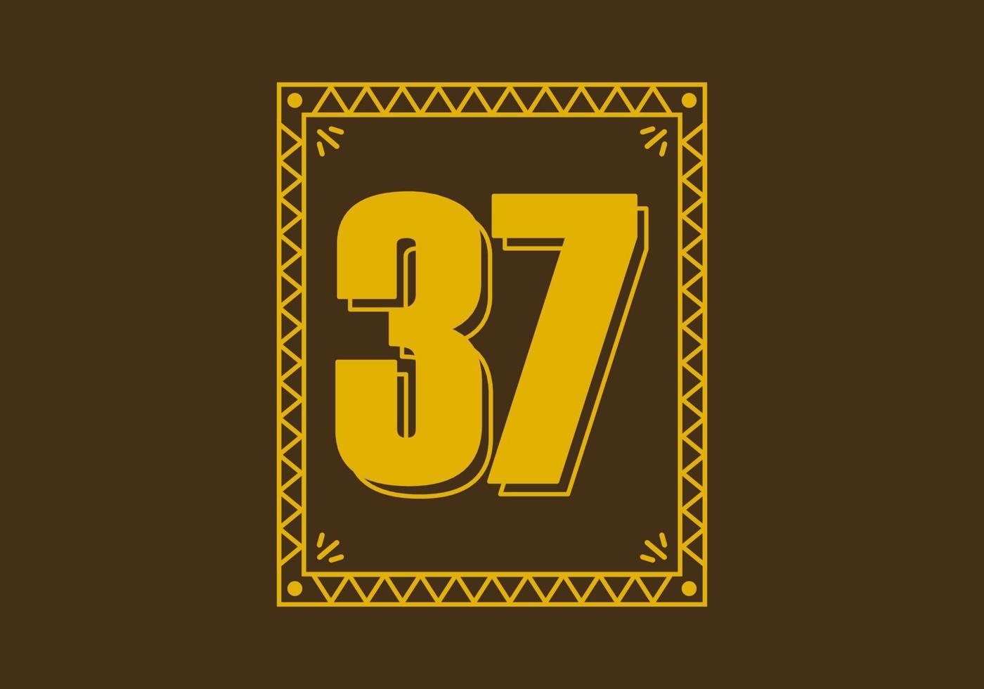 Number 37 in retro rectangle frame vector