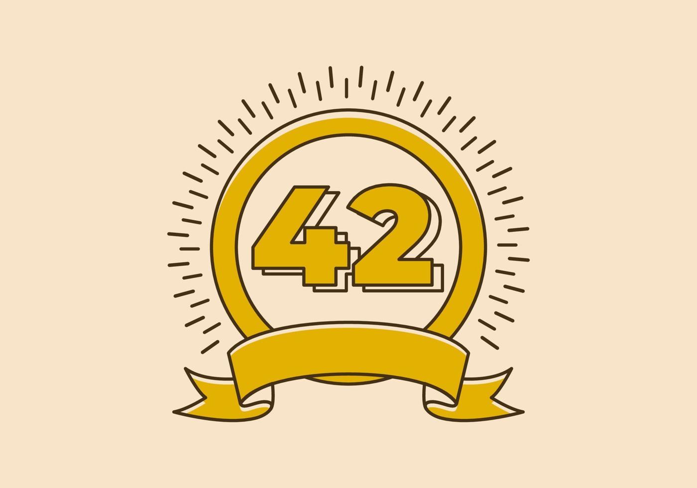 insignia de círculo amarillo vintage con el número 42 en él vector