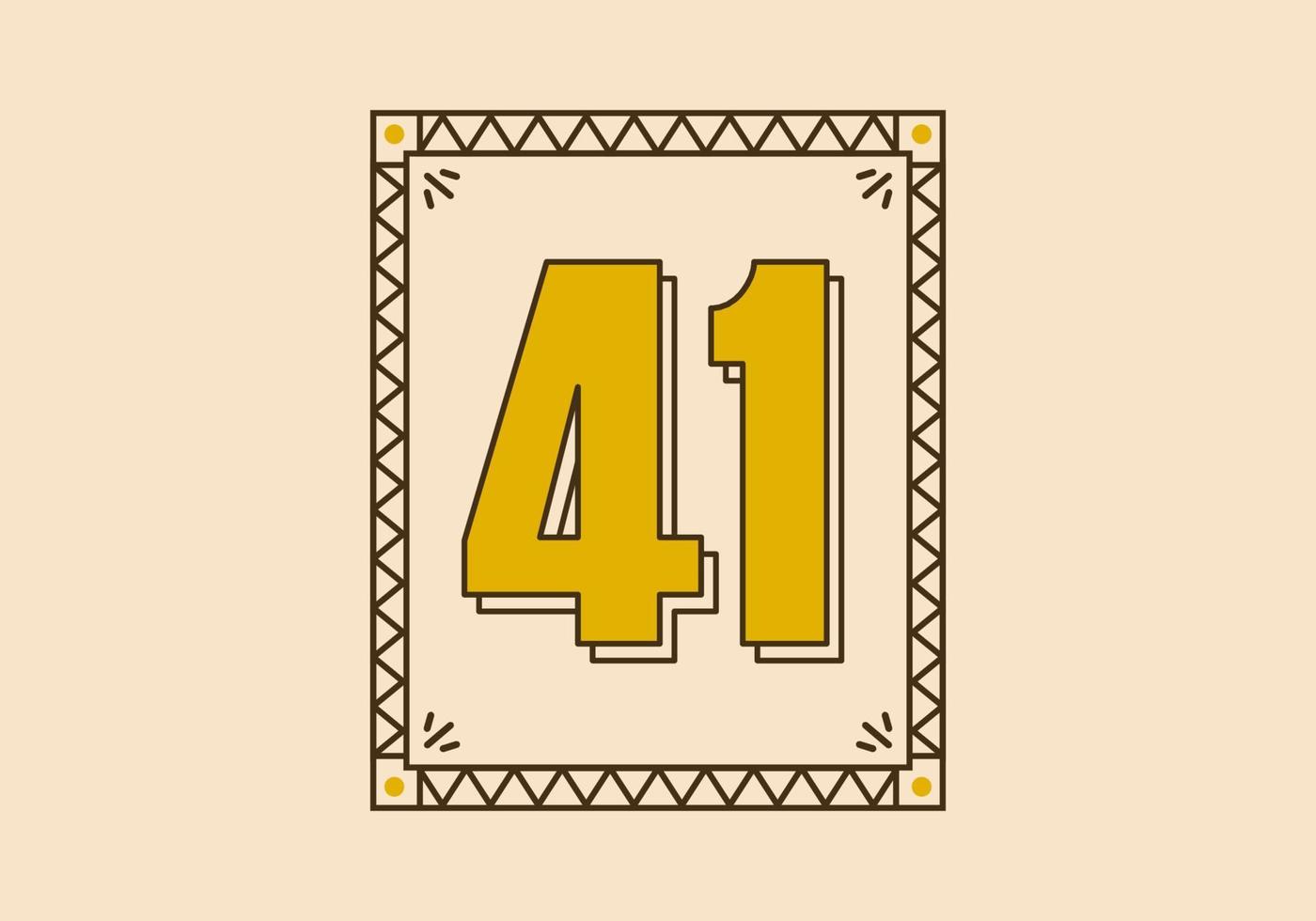 Vintage rectangle frame with number 41 on it vector