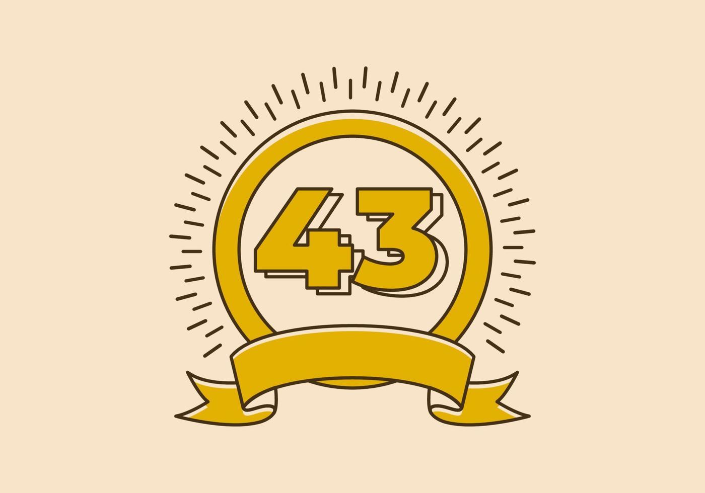 insignia de círculo amarillo vintage con el número 43 en él vector