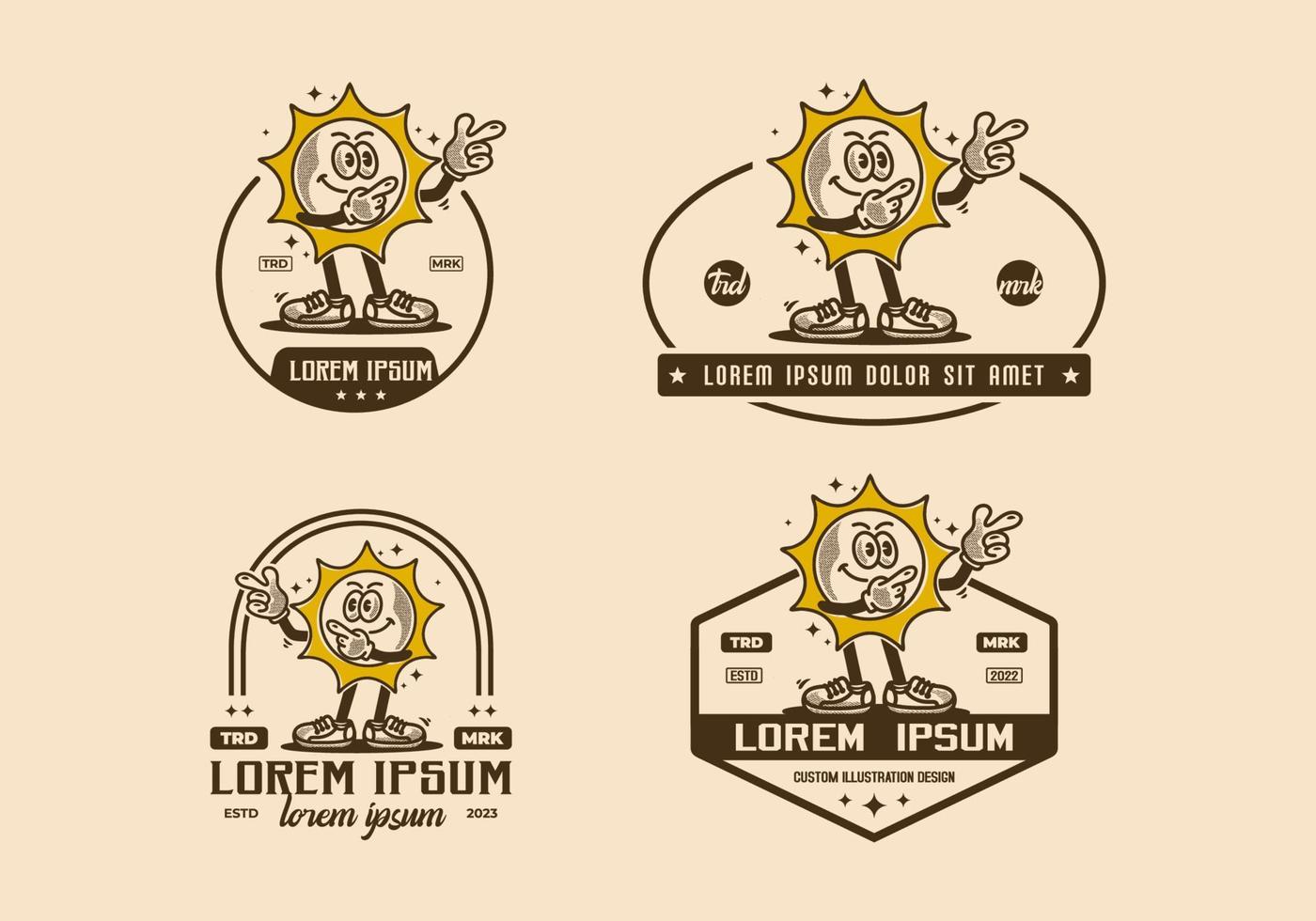 ilustración de personaje de mascota de sol feliz vector