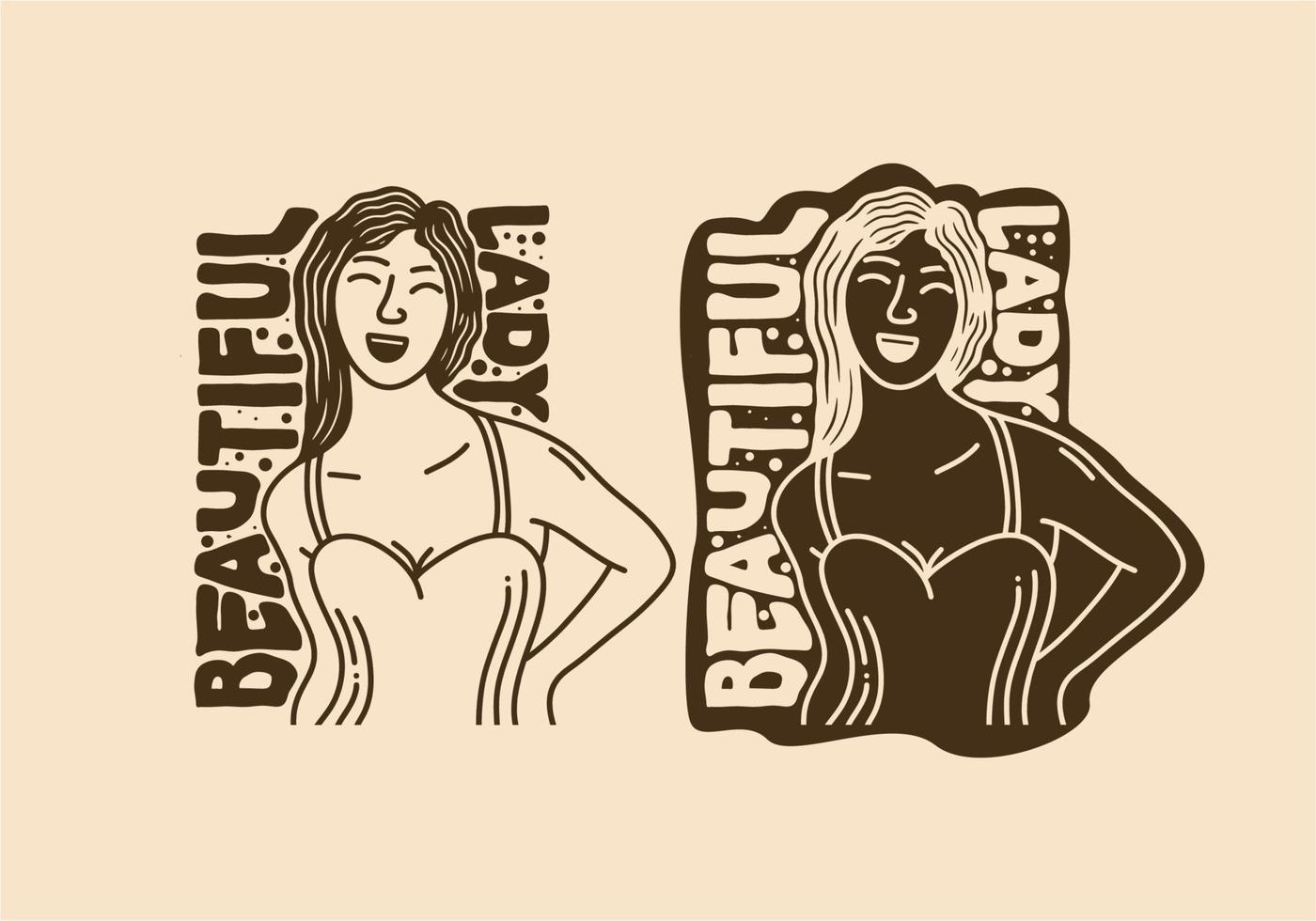 ilustración, diseño, de, hermoso, mujer, llevando, un, camiseta sin mangas vector