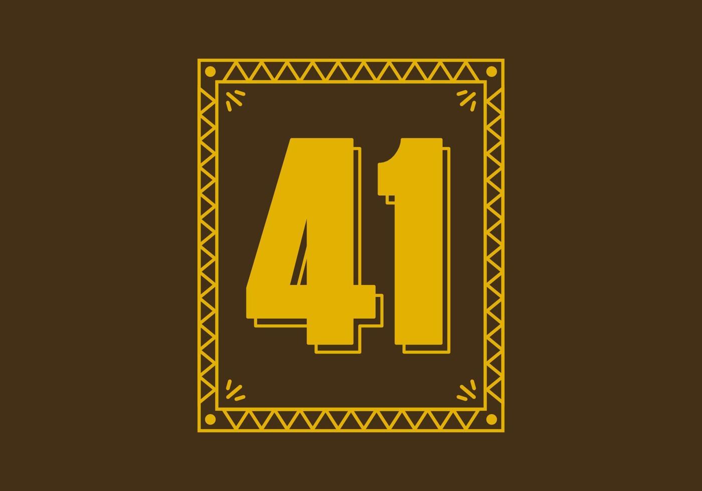 Number 41 in retro rectangle frame vector