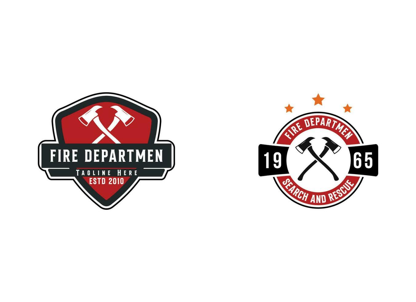 Fire department logos, modern and vintage style logo vector