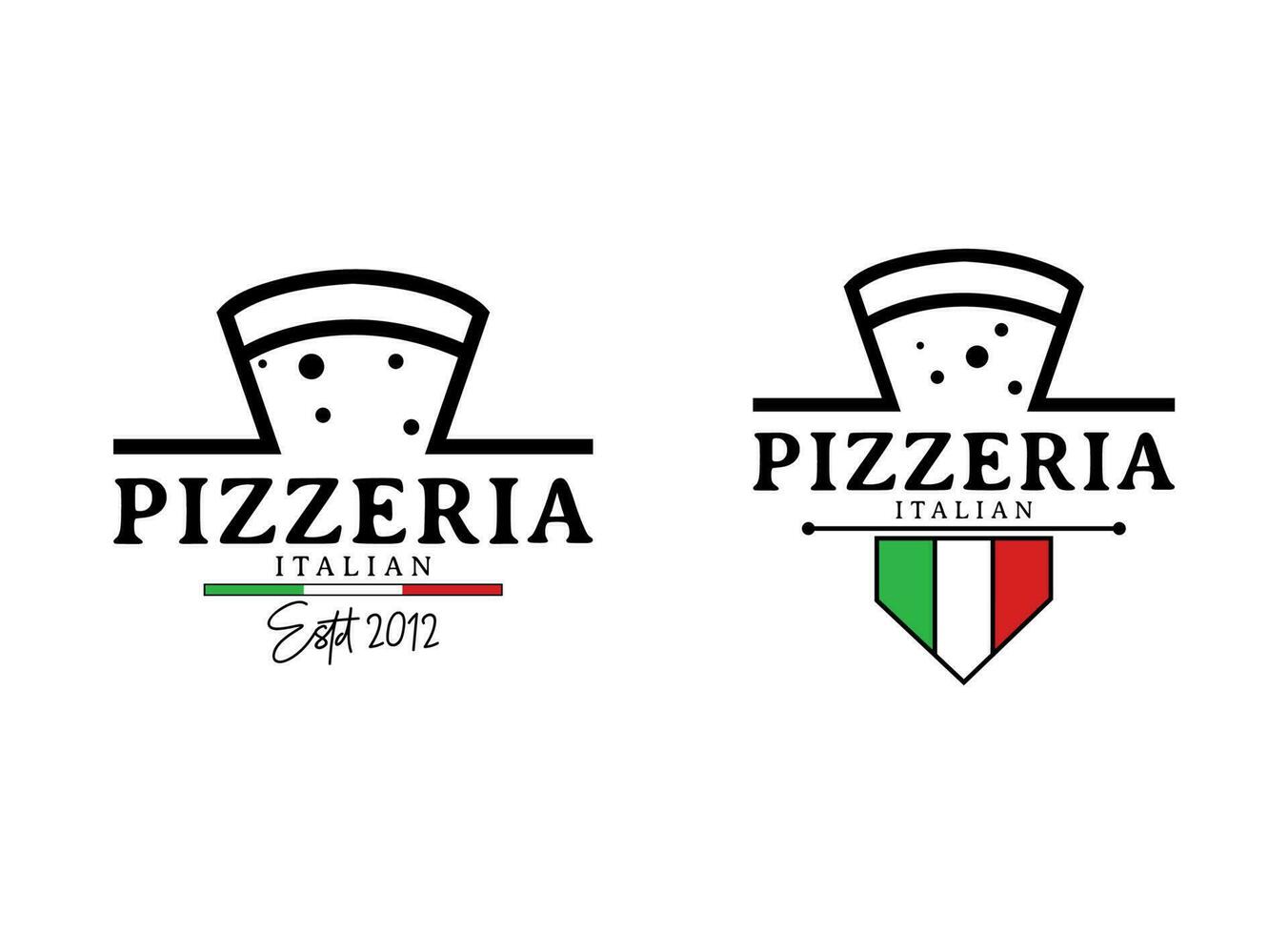 logo para pizzería italiana. símbolo de vector de restaurante de pizza minimalista brillante de estilo moderno