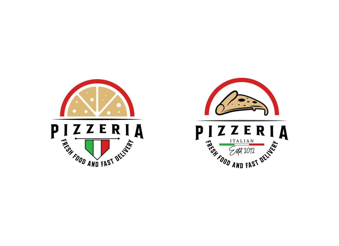 Logo for Italian pizzeria. Modern style bright minimalistic pizza restaurant vector symbol