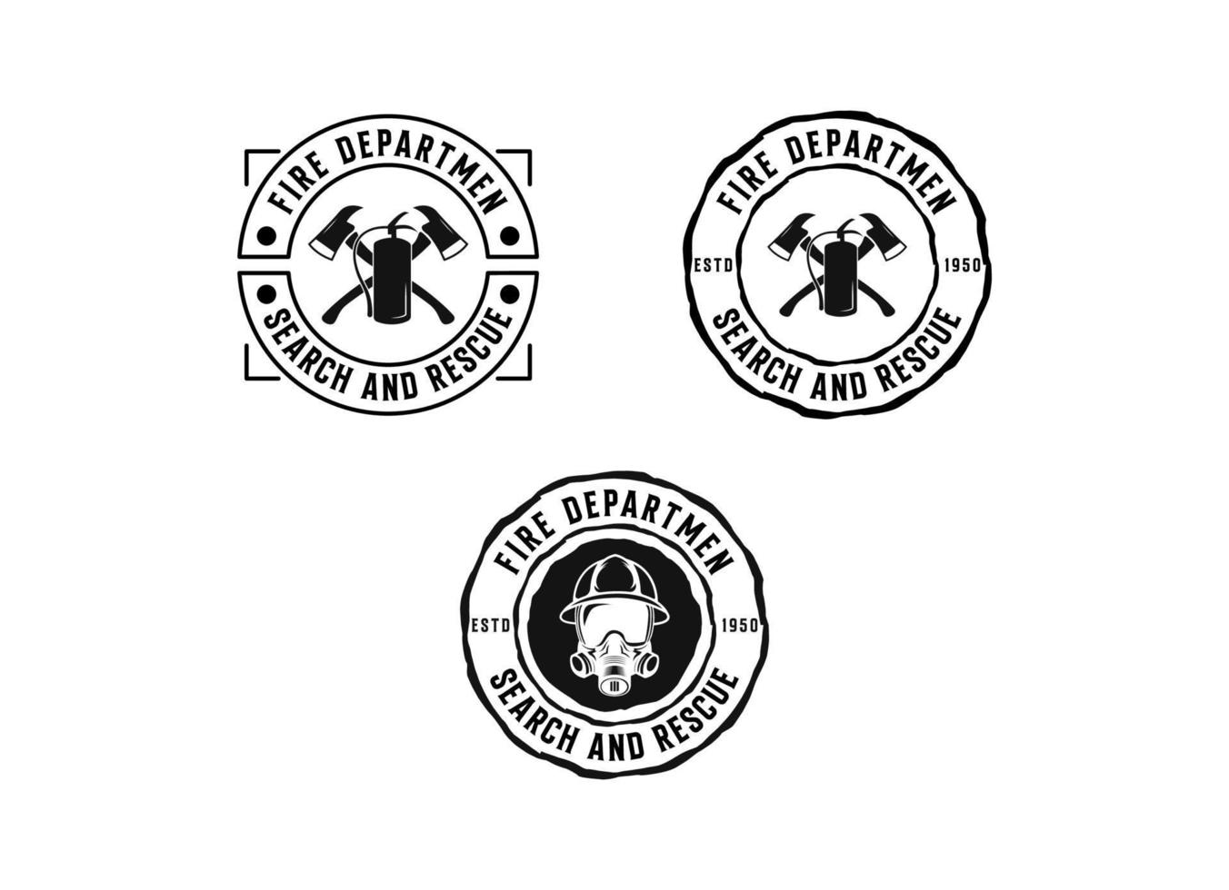 Fire department logos, modern and vintage style logo vector