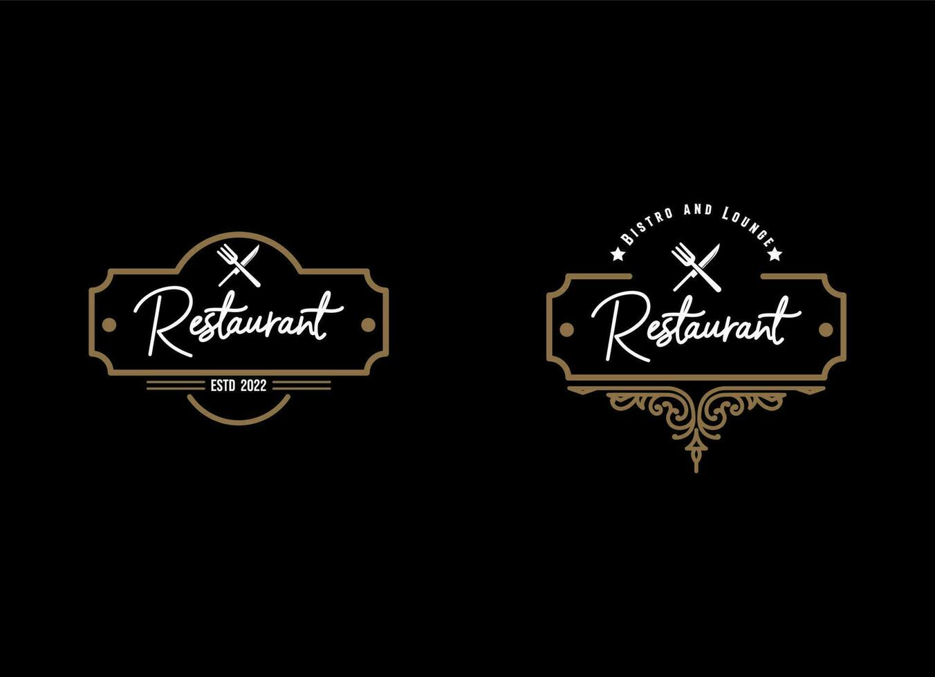 Logo Templates with Monogrammed Elements and Flourish Ornaments for Restaurants vector