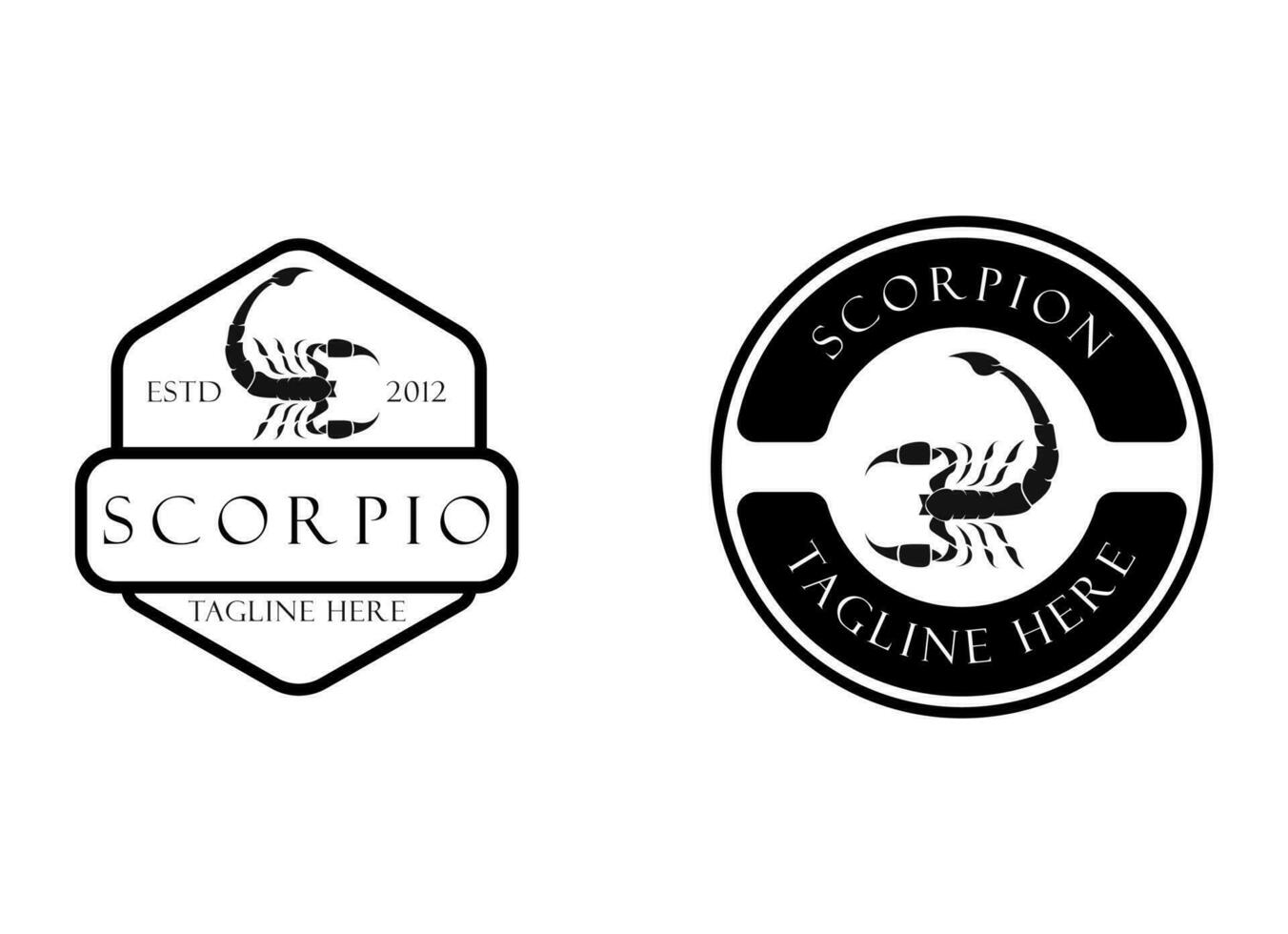 diseño del logo de escorpio. logotipo clásico de escorpión hipster. vector