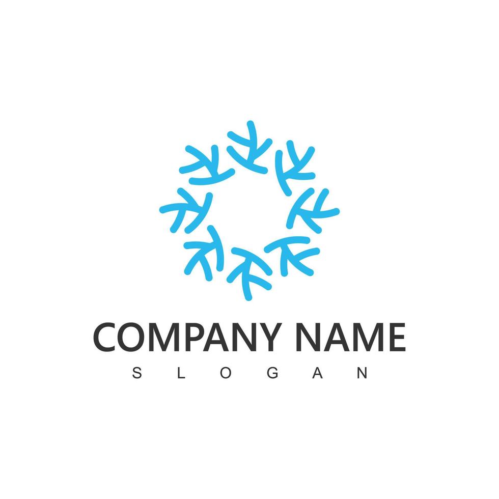 plantilla de logotipo de copo de nieve para icono de acondicionamiento y enfriador vector