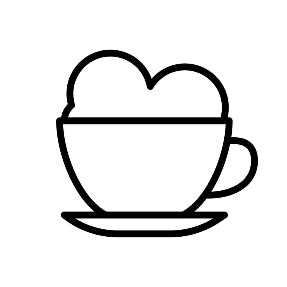 línea de icono de taza de capuchino aislada sobre fondo blanco. icono negro plano y delgado en el estilo de contorno moderno. símbolo lineal y trazo editable. ilustración de vector de trazo simple y perfecto de píxeles