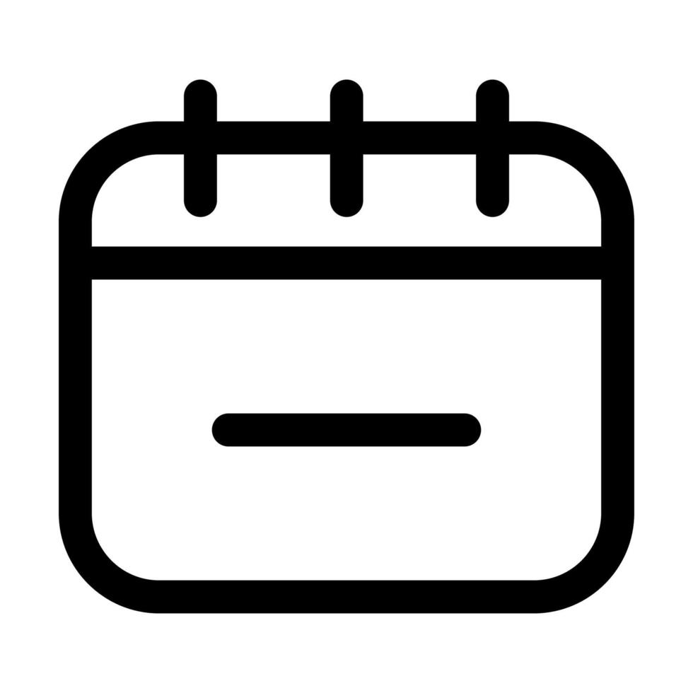 Calendar minus icon line isolated on white background. Black flat thin icon on modern outline style. Linear symbol and editable stroke. Simple and pixel perfect stroke vector illustration