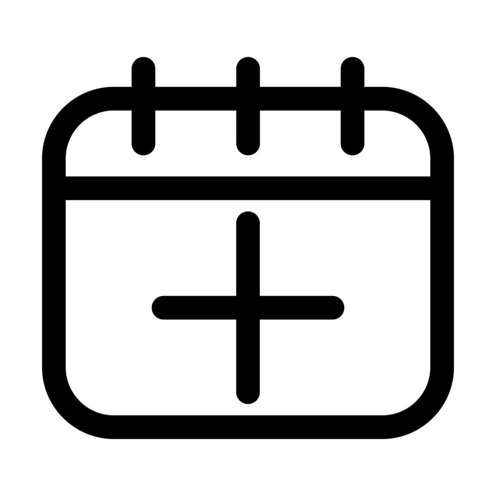Calendar add icon line isolated on white background. Black flat thin icon on modern outline style. Linear symbol and editable stroke. Simple and pixel perfect stroke vector illustration