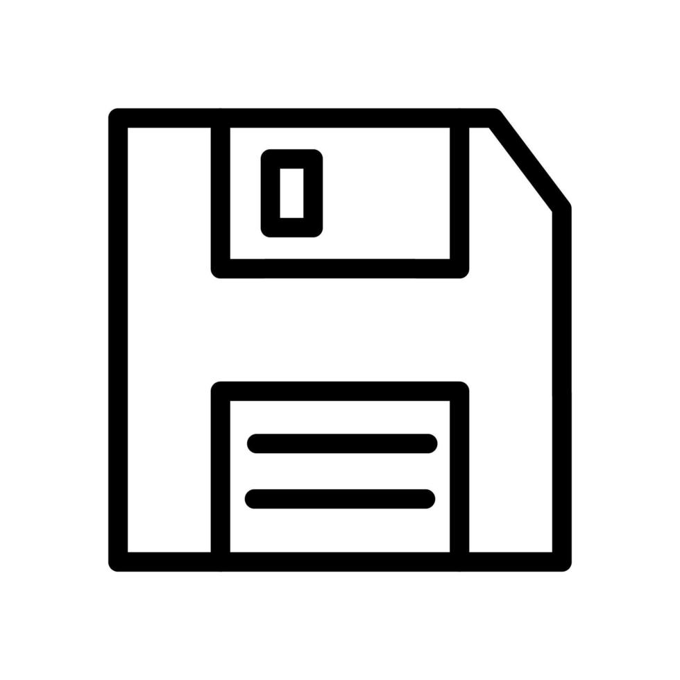Floppy disc icon line isolated on white background. Black flat thin icon on modern outline style. Linear symbol and editable stroke. Simple and pixel perfect stroke vector illustration