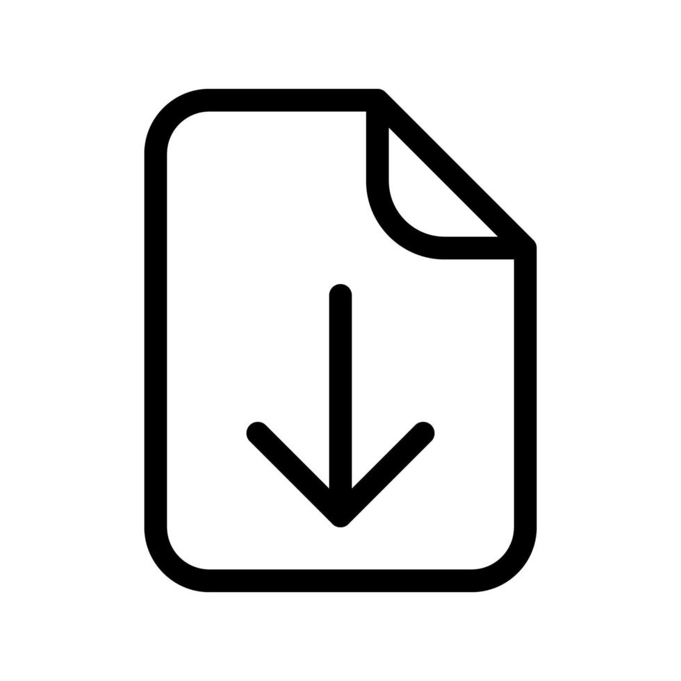 Download file icon line isolated on white background. Black flat thin icon on modern outline style. Linear symbol and editable stroke. Simple and pixel perfect stroke vector illustration