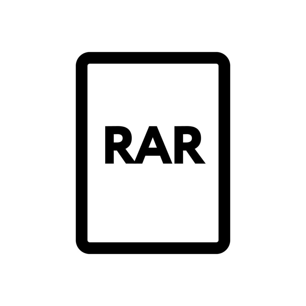 RAR file icon line isolated on white background. Black flat thin icon on modern outline style. Linear symbol and editable stroke. Simple and pixel perfect stroke vector illustration.