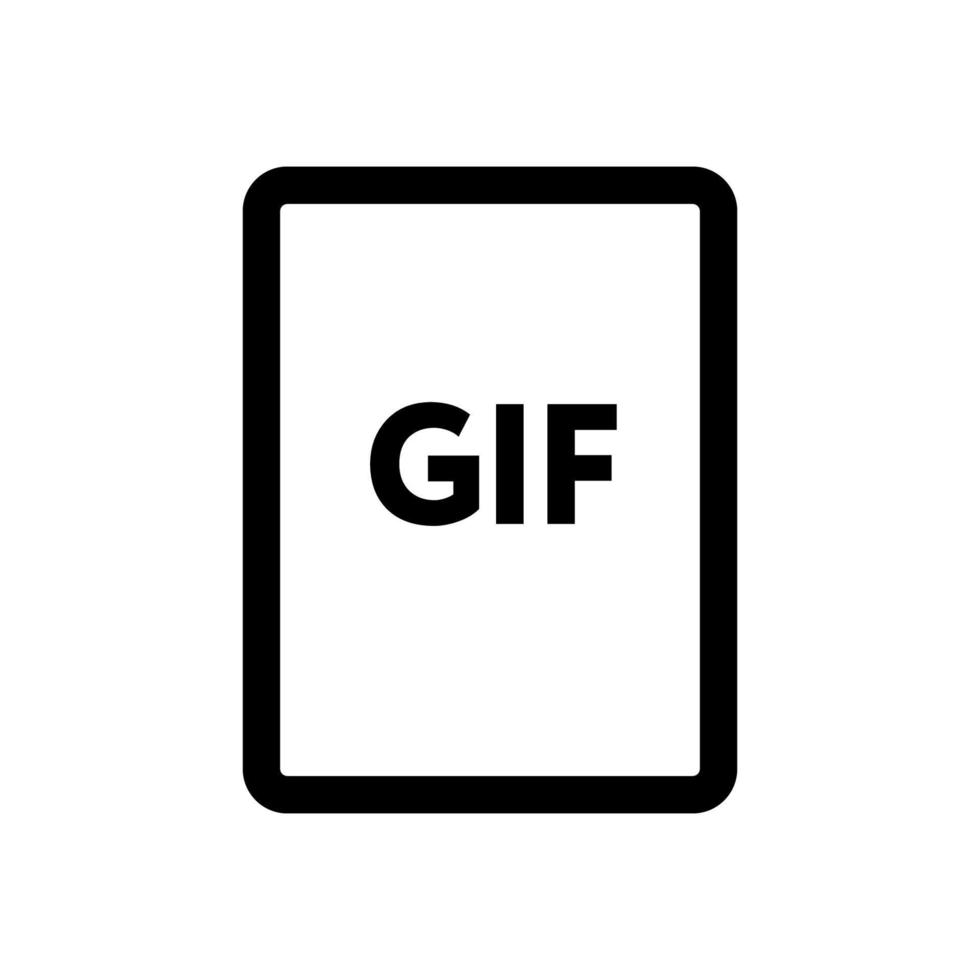 GIF file icon line isolated on white background. Black flat thin icon on modern outline style. Linear symbol and editable stroke. Simple and pixel perfect stroke vector illustration.