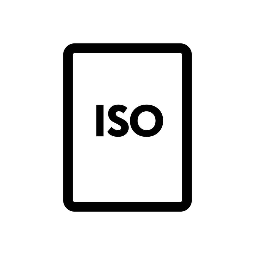 ISO file icon line isolated on white background. Black flat thin icon on modern outline style. Linear symbol and editable stroke. Simple and pixel perfect stroke vector illustration.