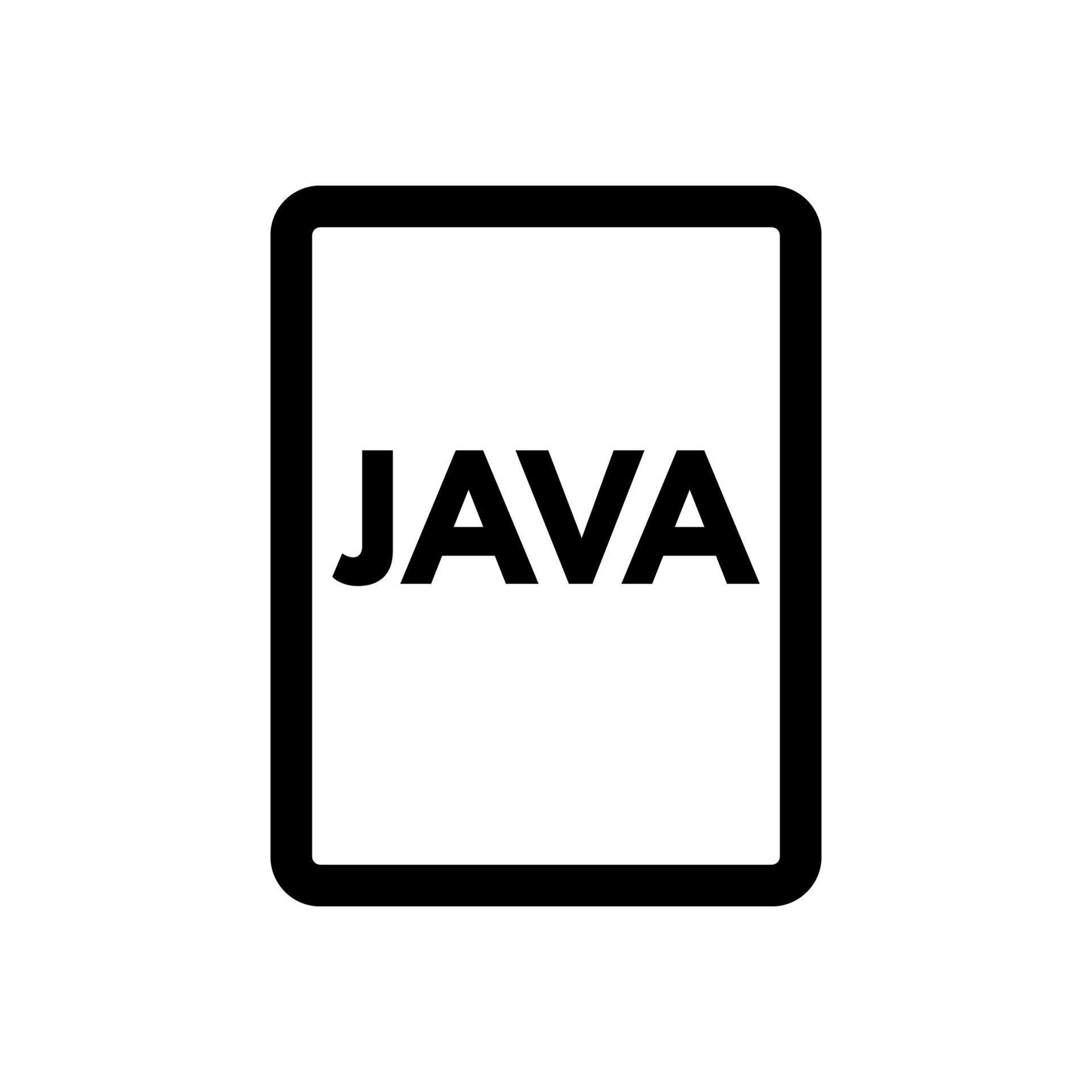JAVA file icon line isolated on white background. Black flat thin icon ...