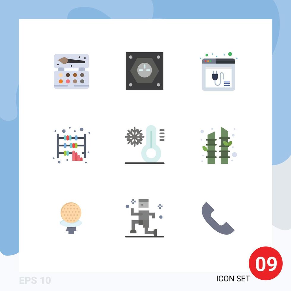 Flat Color Pack of 9 Universal Symbols of office business socket abacus web Editable Vector Design Elements
