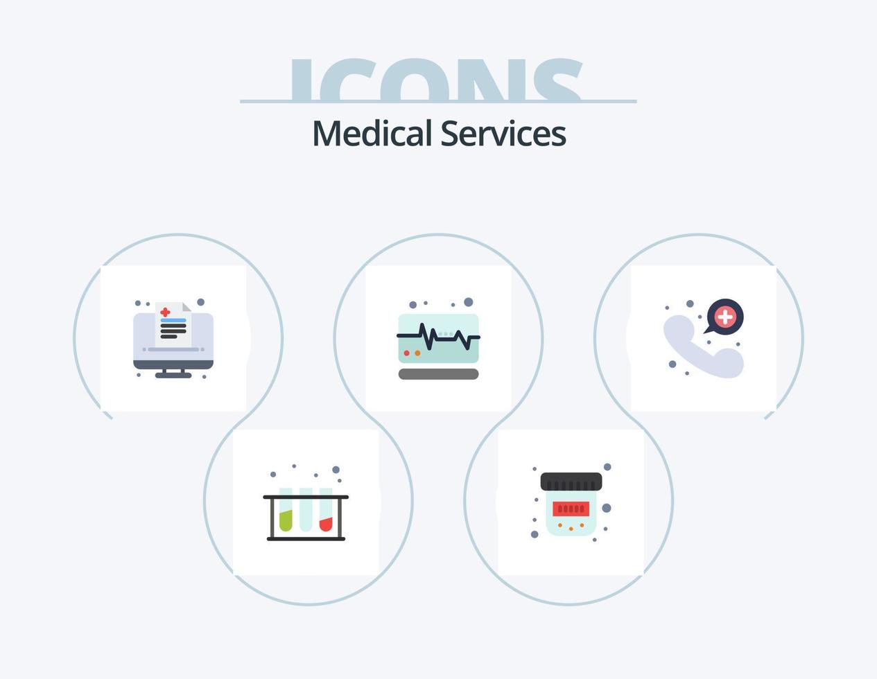 Medical Services Flat Icon Pack 5 Icon Design. emergency call. contact. healthcare. call. monitor vector