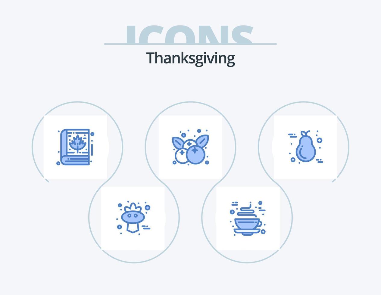 Thanksgiving Blue Icon Pack 5 Icon Design. pear. cherries. autumn. thanksgiving. cherry vector