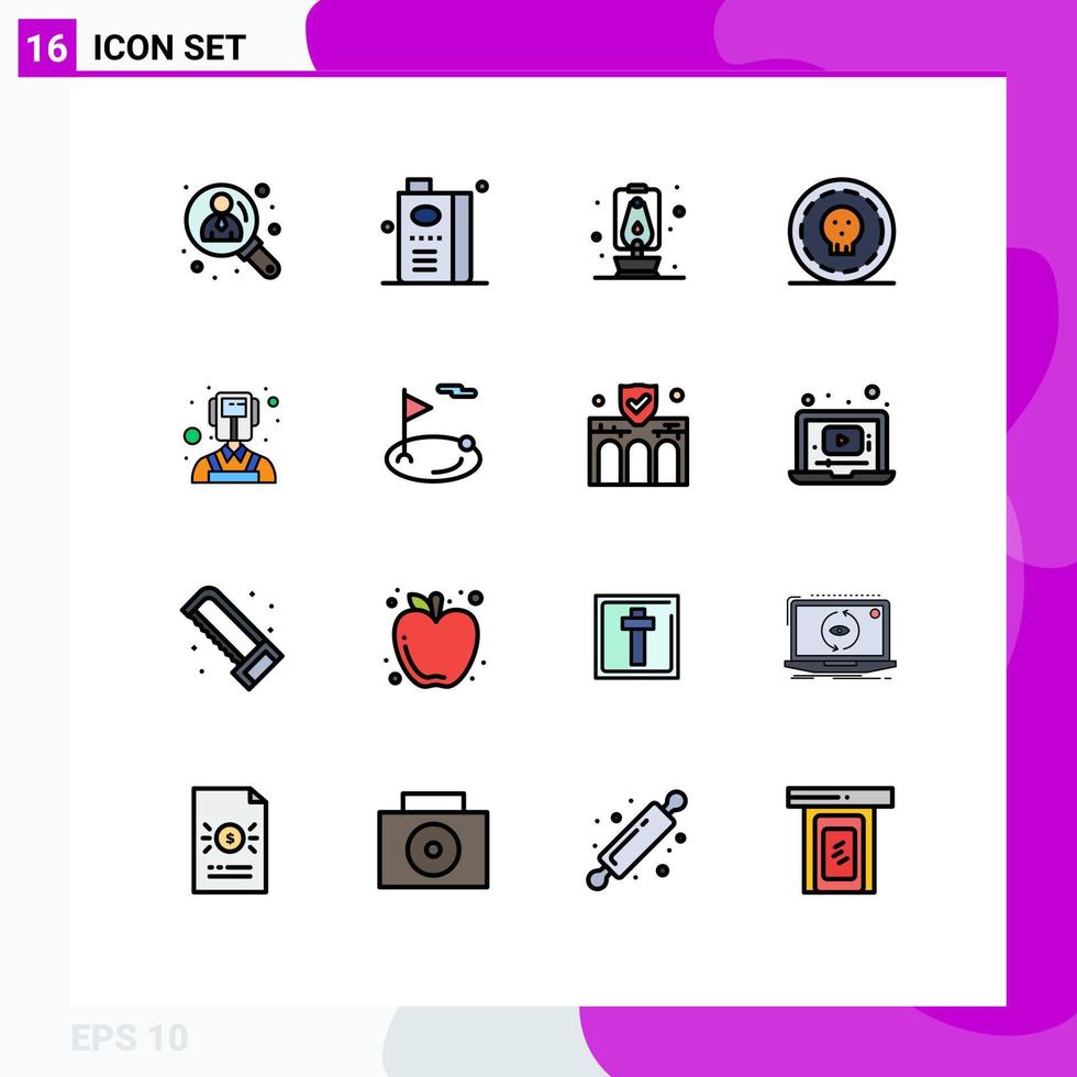 16 iconos creativos signos y símbolos modernos de profesiones dinero jugo de fruta moneda de halloween elementos de diseño de vectores creativos editables