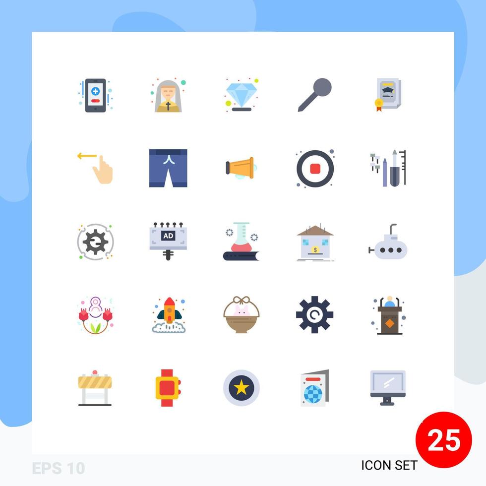 paquete de iconos de vector de stock de 25 signos y símbolos de línea para elementos de diseño de vector editables de pin de marca de diamante de grado de certificado