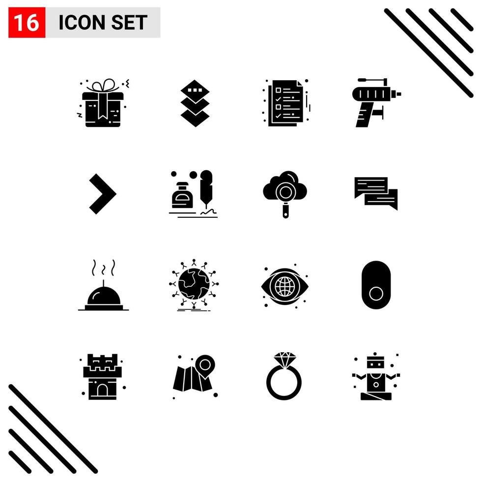 Stock Vector Icon Pack of 16 Line Signs and Symbols for right drilling document tool drill Editable Vector Design Elements