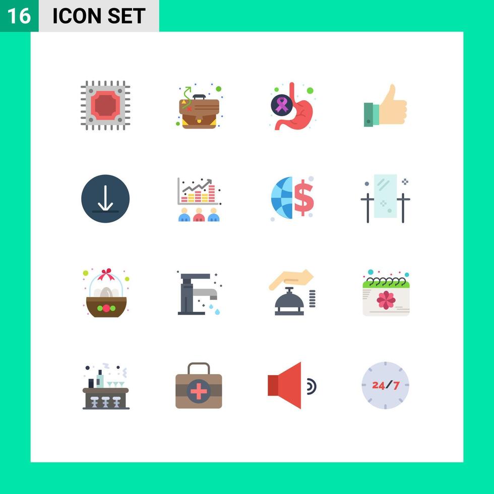 conjunto moderno de 16 colores planos pictograma de descarga como buen día paquete editable de elementos de diseño de vectores creativos