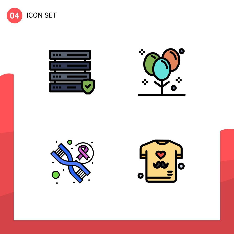 User Interface Pack of 4 Basic Filledline Flat Colors of data genetics balloons holiday dad Editable Vector Design Elements