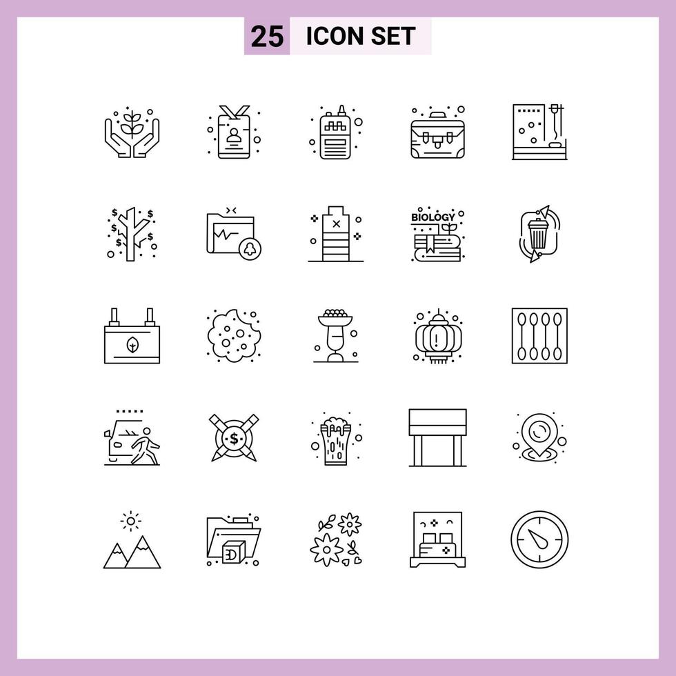 Editable Vector Line Pack of 25 Simple Lines of blood case press business receiver Editable Vector Design Elements