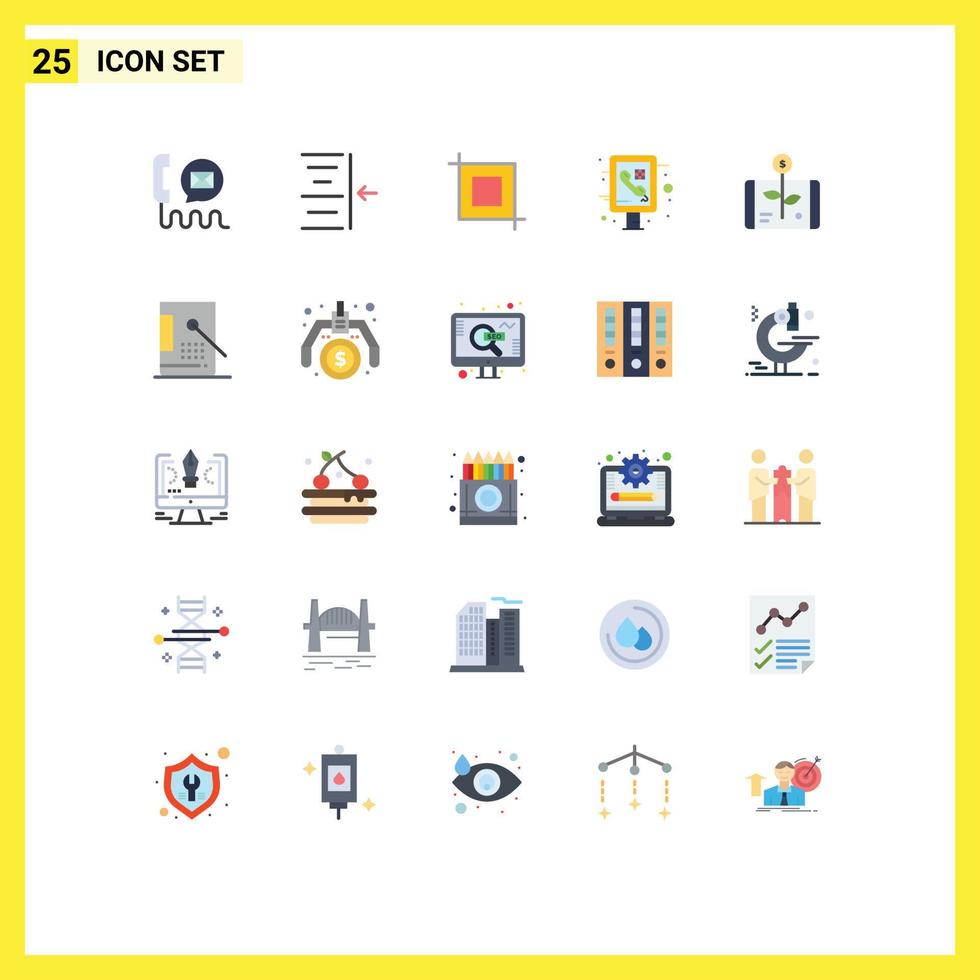 Group of 25 Flat Colors Signs and Symbols for investment business crop public information Editable Vector Design Elements