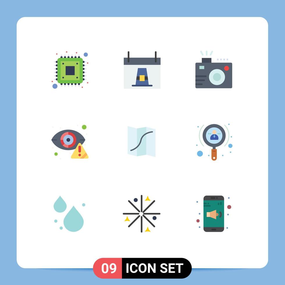 Set of 9 Modern UI Icons Symbols Signs for eye cyber pilgrim crime photography Editable Vector Design Elements