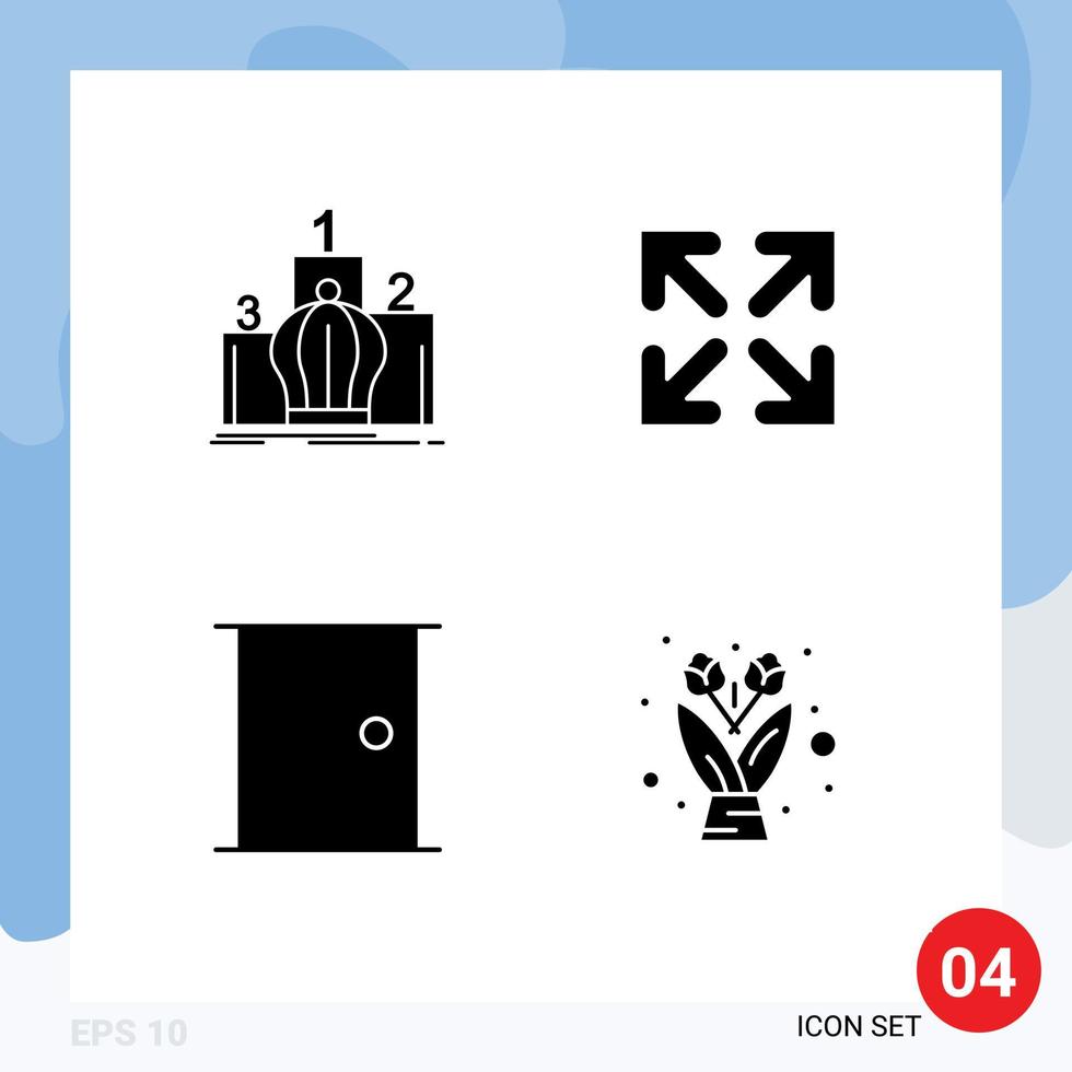 4 Creative Icons Modern Signs and Symbols of crown door monarchy direction home Editable Vector Design Elements