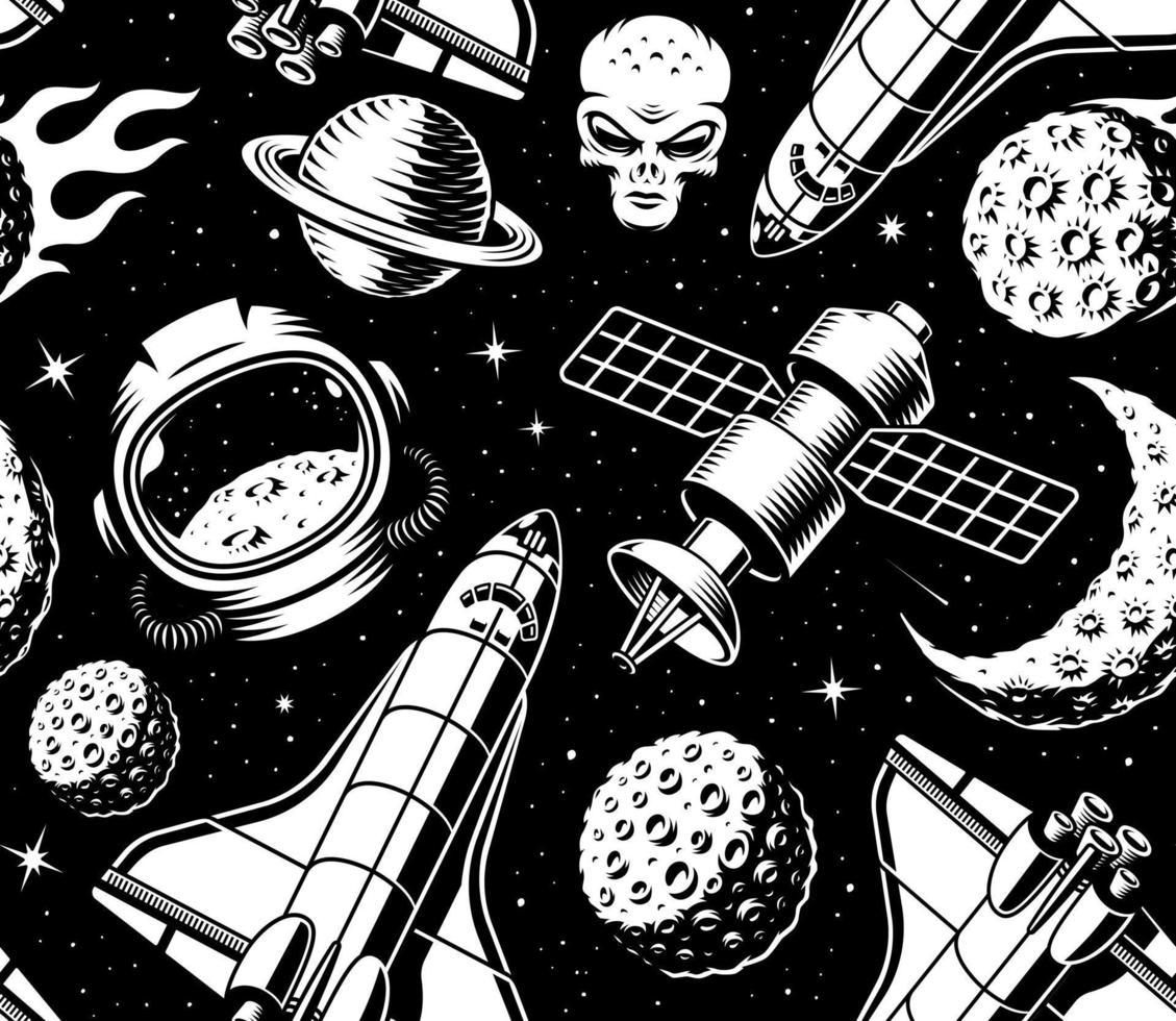 patrón sin fisuras de espacio en blanco y negro en estilo vintage vector