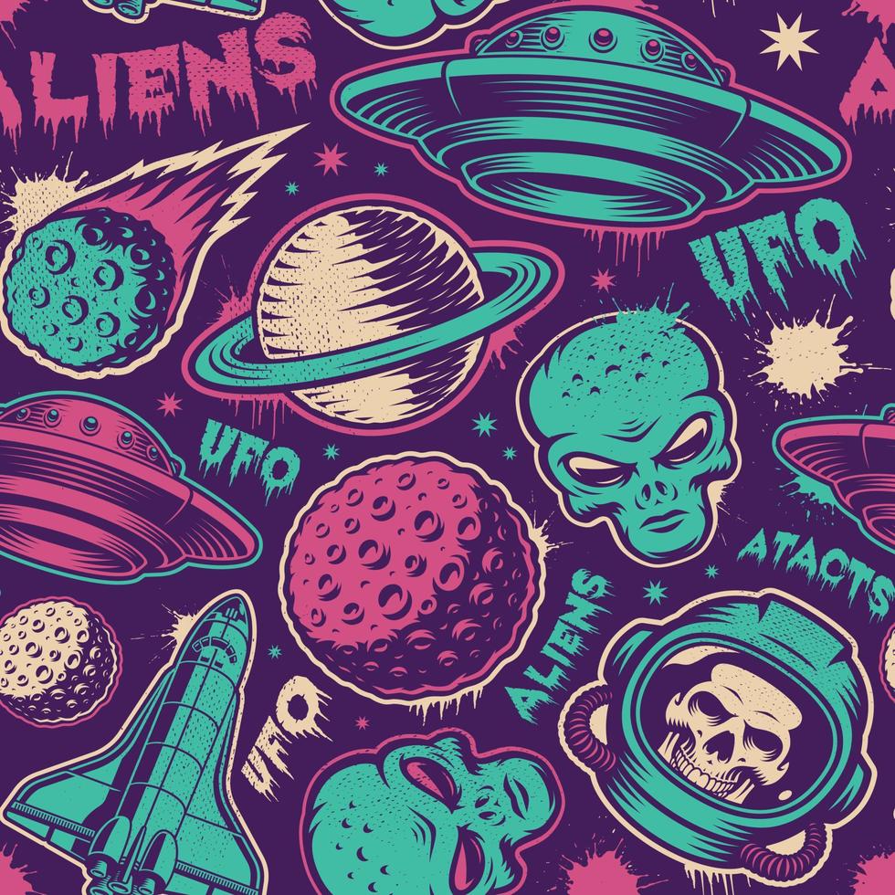 UFO vector seamless background