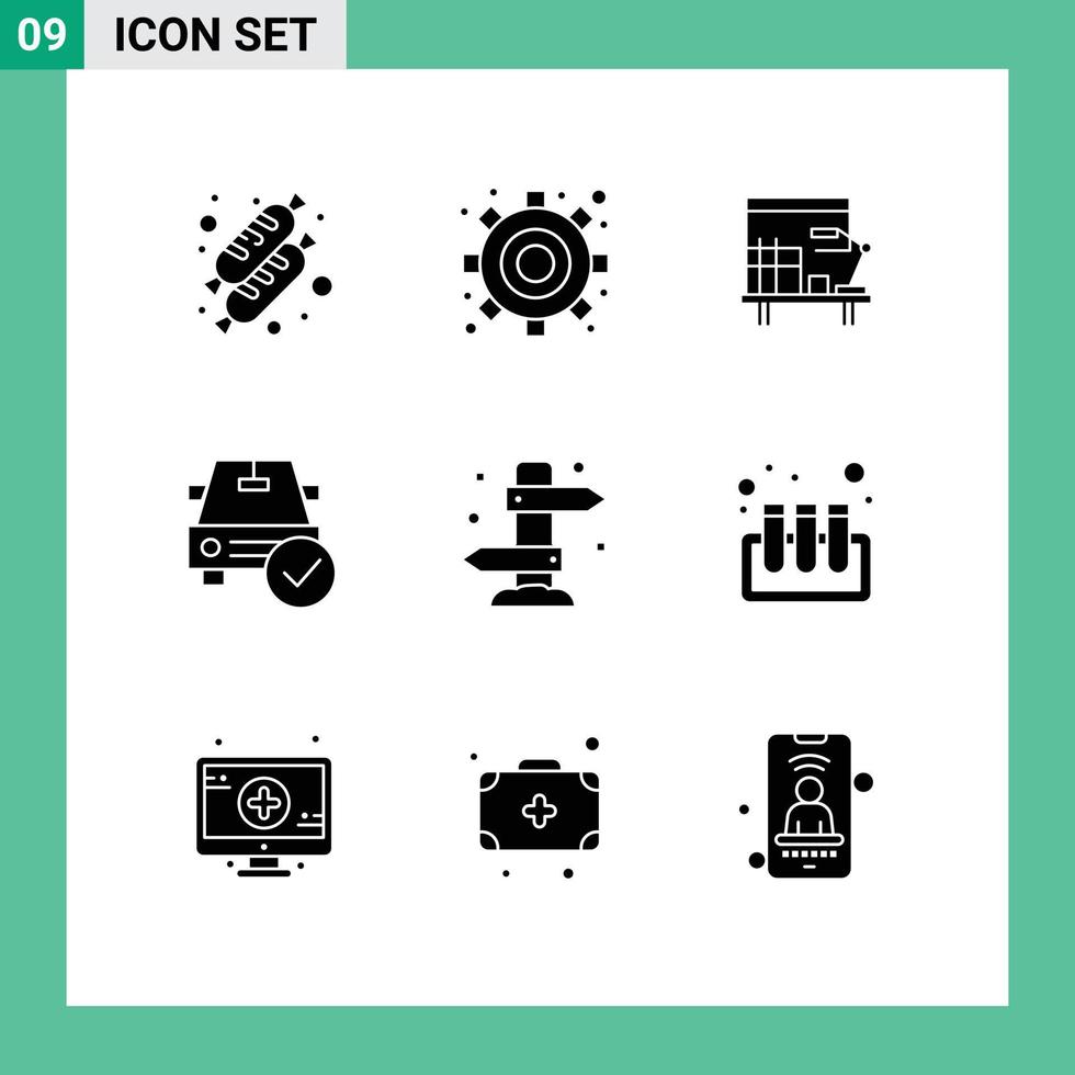 paquete de iconos de vector de stock de 9 signos y símbolos de línea para la oficina de dirección de verano ok elementos de diseño de vector editables completos