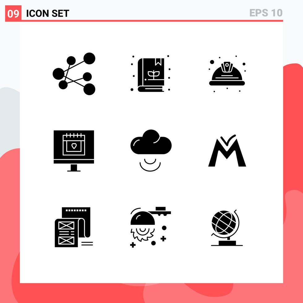 9 Creative Icons Modern Signs and Symbols of wifi cloud labor valentine heart Editable Vector Design Elements
