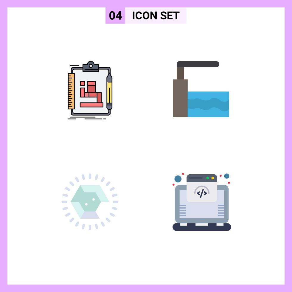 4 User Interface Flat Icon Pack of modern Signs and Symbols of algorithm jewelry work springboard wedding Editable Vector Design Elements