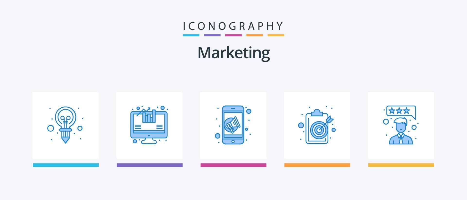 paquete de iconos de marketing azul 5 que incluye comentarios. objetivo. marketing. objetivo. portapapeles. diseño de iconos creativos vector